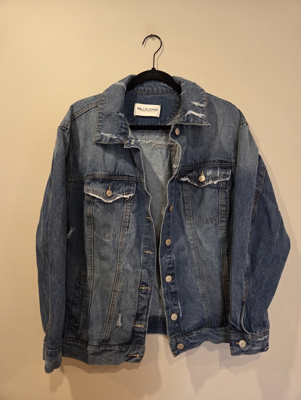 WALLFLOWER Blue Distressed Denim Jacket